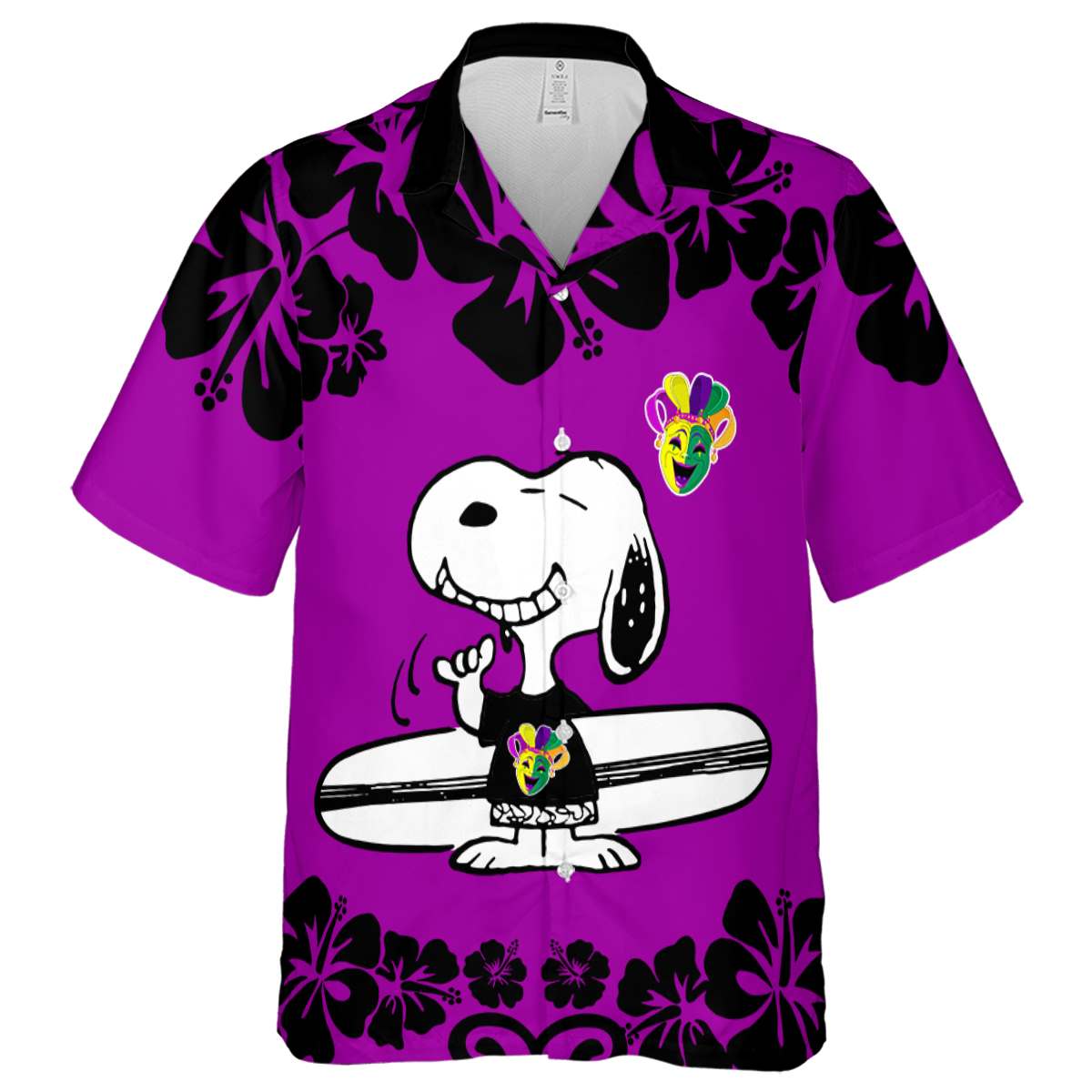 Customized Mardi Gras Surfing Snoopy Hawaiian Shirt Fashion forward Customized Mardi Gras Surfing Snoopy Hawaiian Shirt Fashion forward