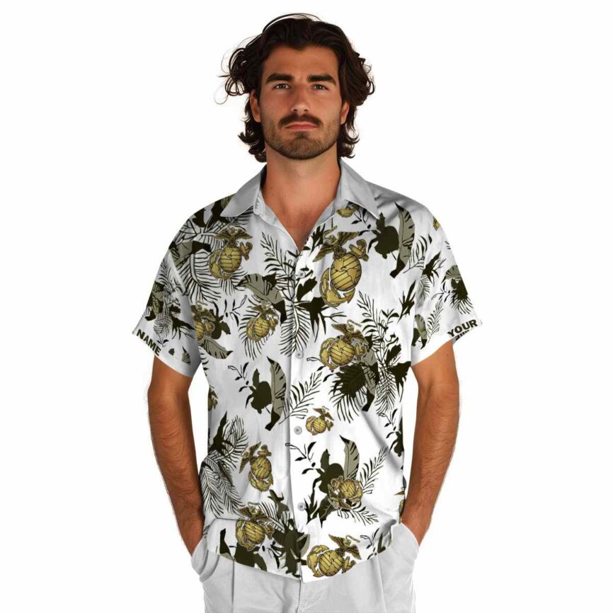 Customized Marine Corps Leafy Accents Hawaiian Shirt New Arrival