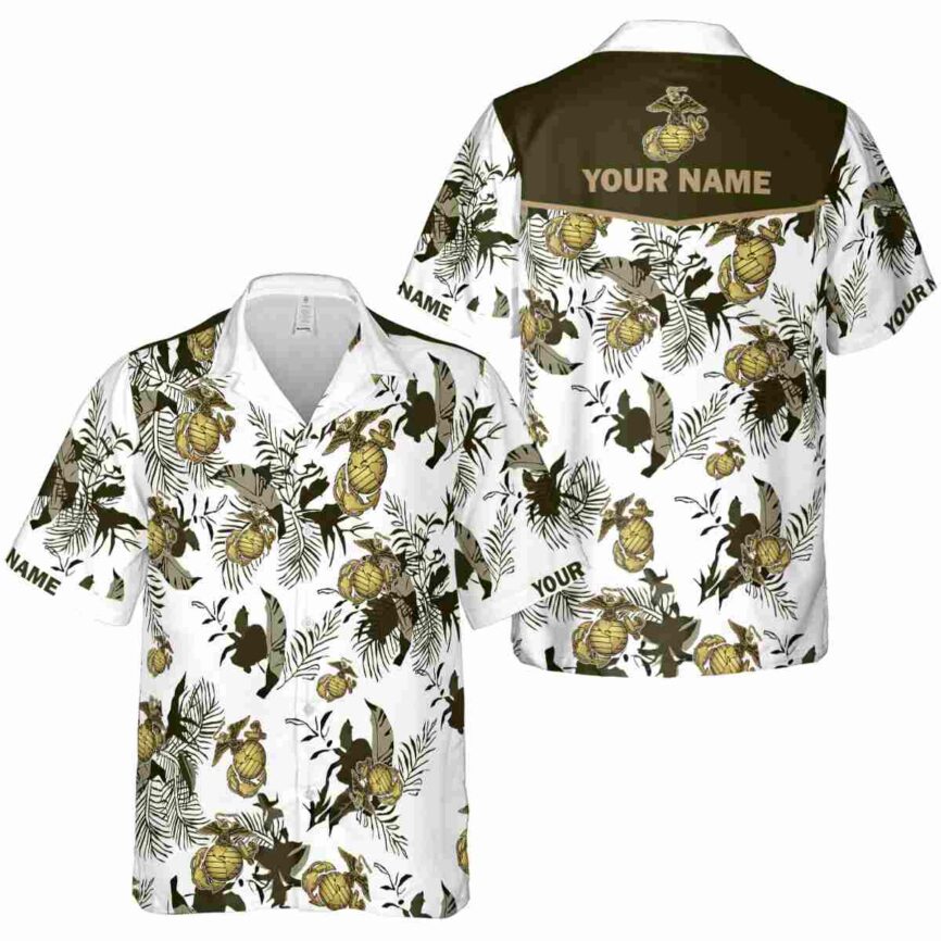 Customized Marine Corps Leafy Accents Hawaiian Shirt Premium grade