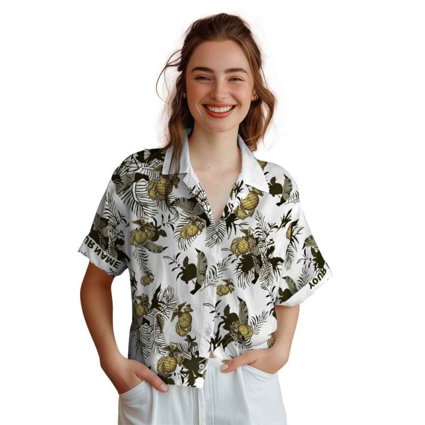 Customized Marine Corps Leafy Accents Hawaiian Shirt Top rated