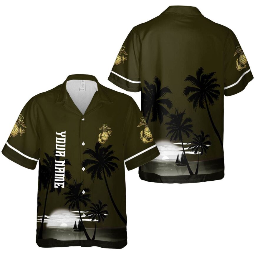 Customized Marine Corps Ocean Sunset Hawaiian Shirt Premium grade