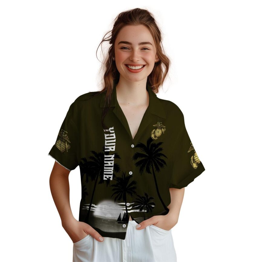 Customized Marine Corps Ocean Sunset Hawaiian Shirt Top rated