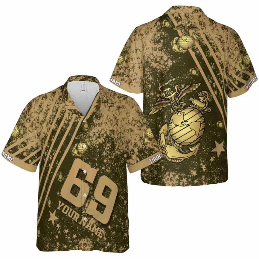 Customized Marine Corps Stripe Burst Hawaiian Shirt Premium grade