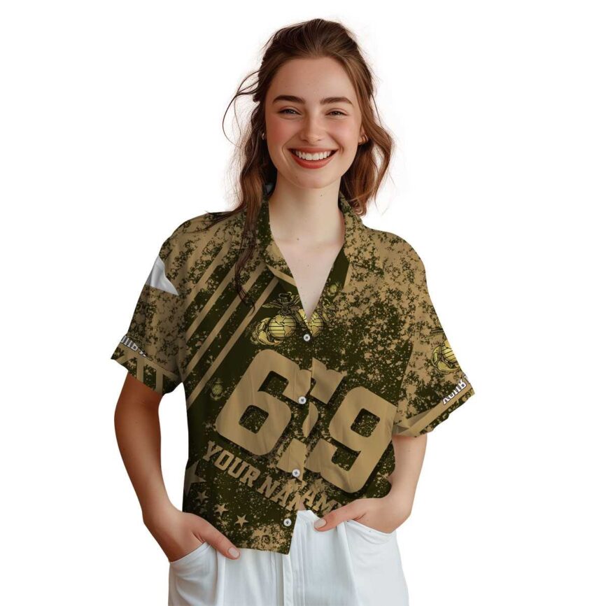 Customized Marine Corps Stripe Burst Hawaiian Shirt Top rated
