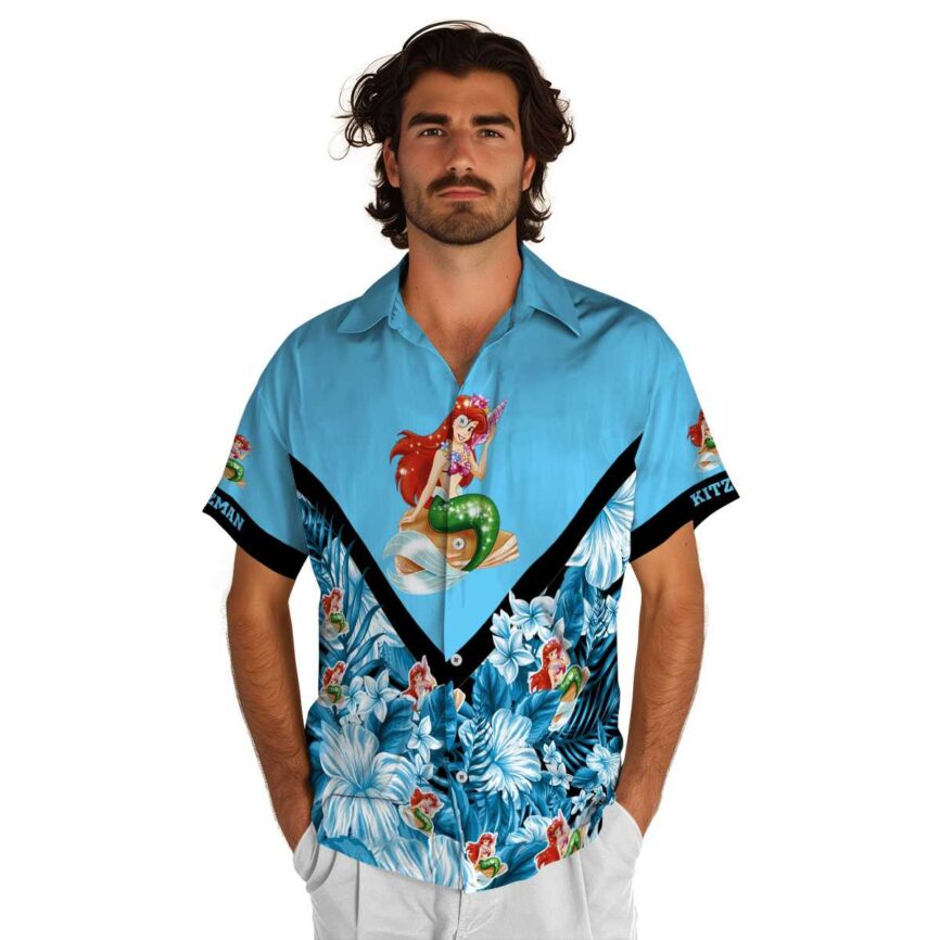 Customized Mermaid Bold Floral Number Hawaiian Shirt New Arrival