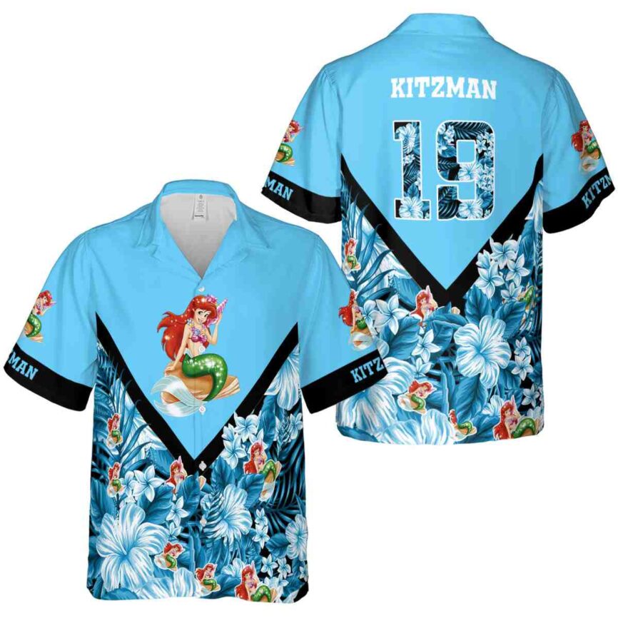 Customized Mermaid Bold Floral Number Hawaiian Shirt Premium grade