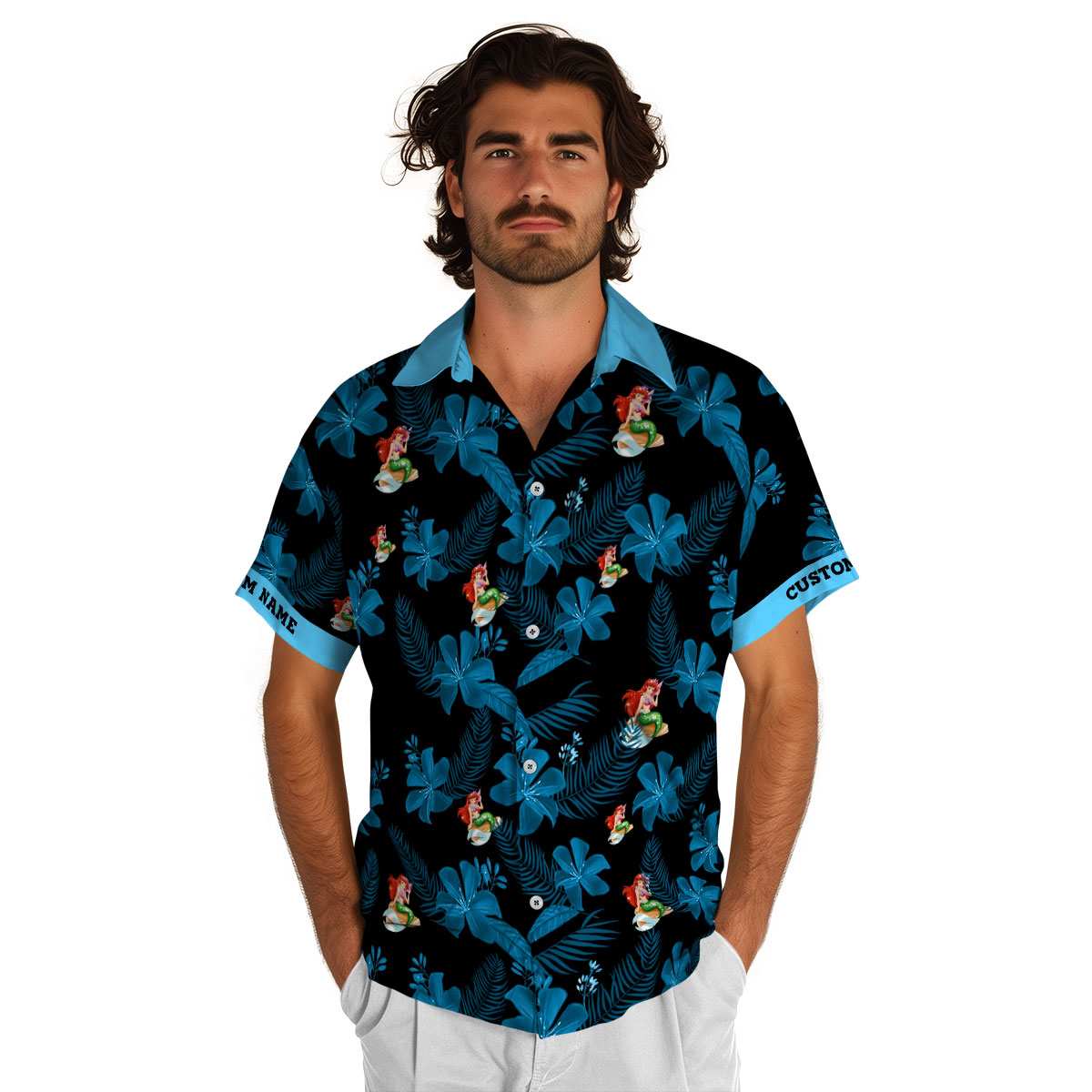 Customized Mermaid Tropical Flower Hawaiian Shirt New Arrival Customized Mermaid Tropical Flower Hawaiian Shirt New Arrival