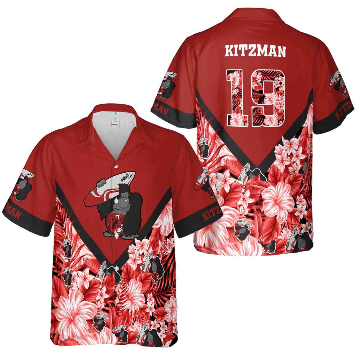 Customized Monkey Bold Floral Number Hawaiian Shirt Premium grade Customized Monkey Bold Floral Number Hawaiian Shirt Premium grade