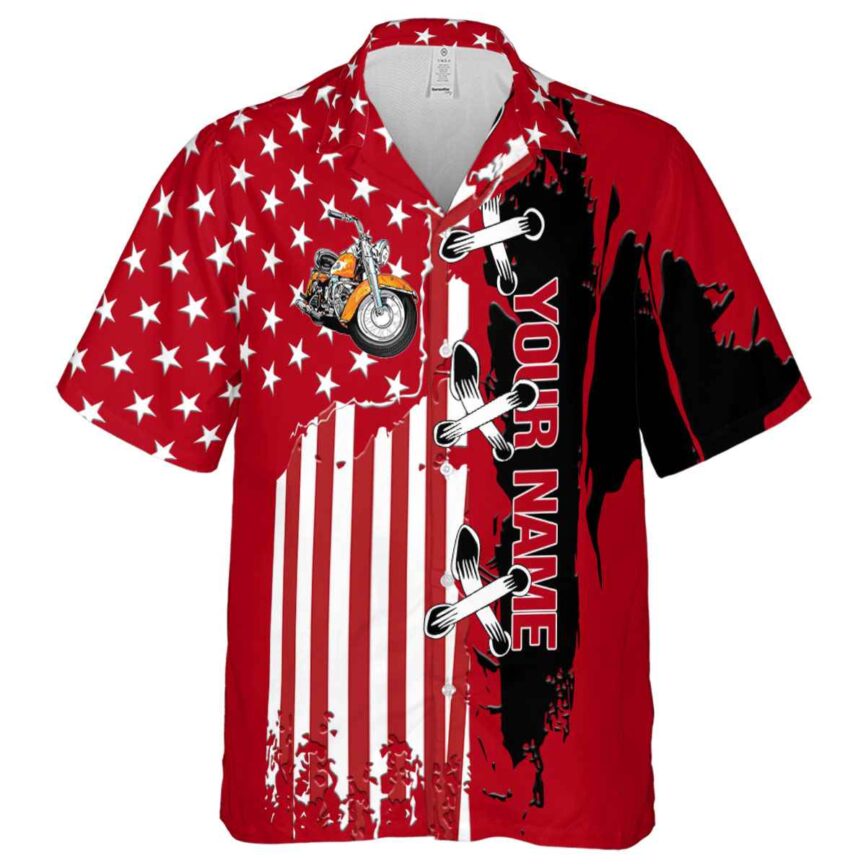 Customized Motorcycle Flag Stitches Hawaiian Shirt Fashion forward