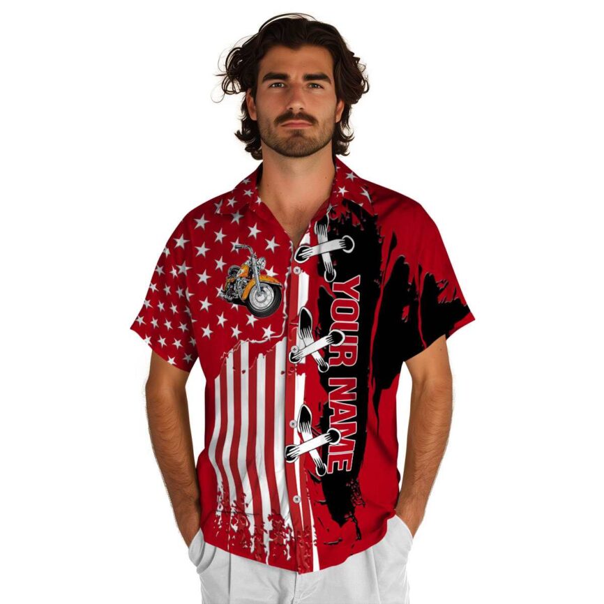Customized Motorcycle Flag Stitches Hawaiian Shirt New Arrival