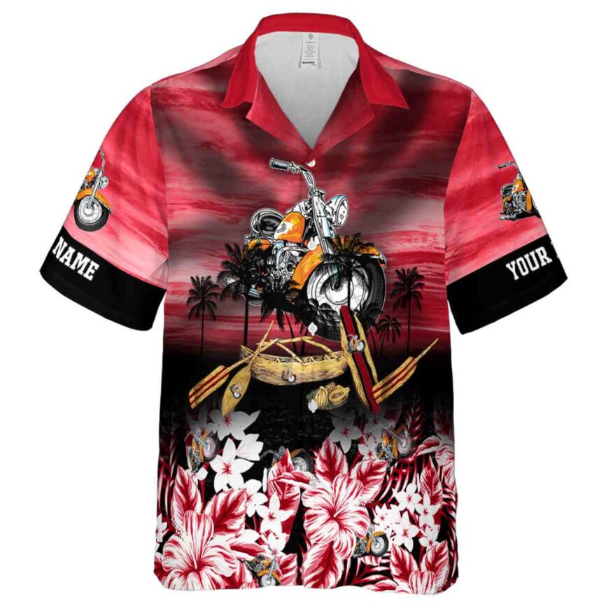 Customized Motorcycle Sunset Beach Canoe Hawaiian Shirt Fashion forward