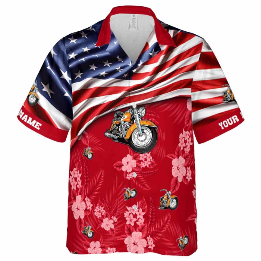 Customized Motorcycle US Flag Themed Hawaiian Shirt Fashion forward