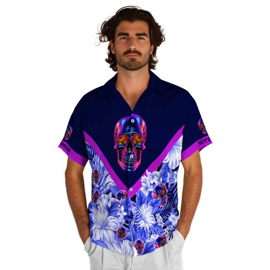Customized Neon Bold Floral Number Hawaiian Shirt New Arrival