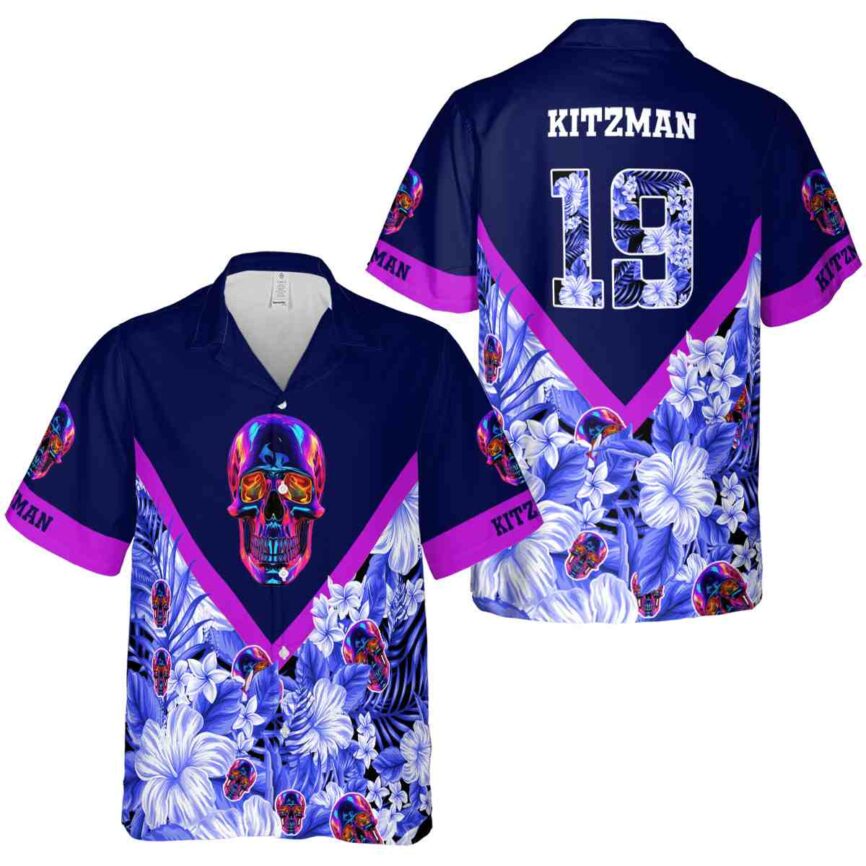 Customized Neon Bold Floral Number Hawaiian Shirt Premium grade