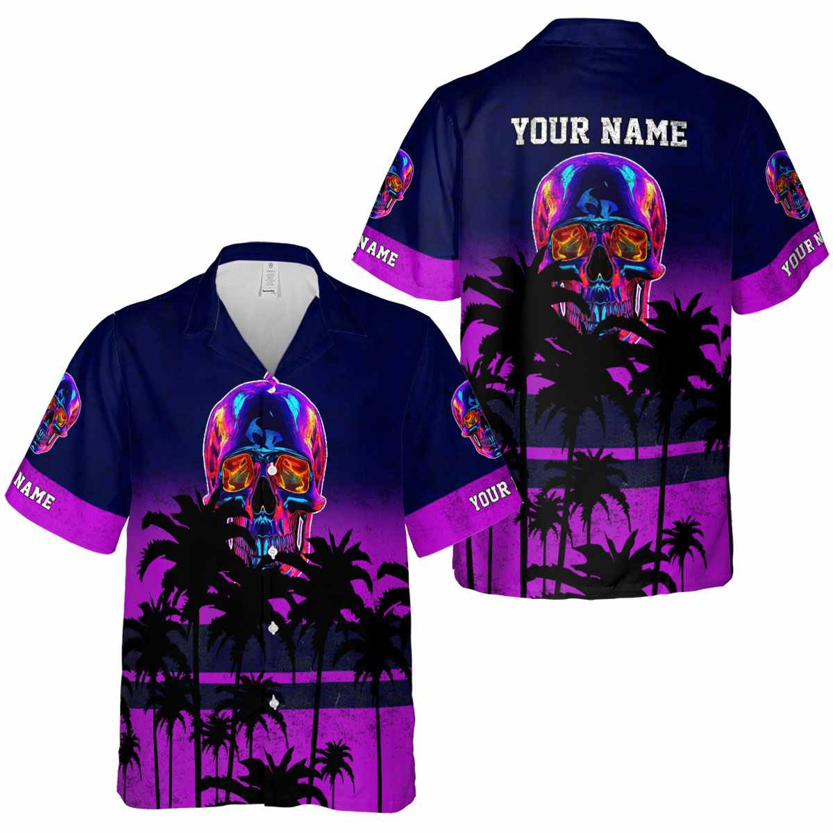 Customized Neon Sunset Gradient Hawaiian Shirt Premium grade Customized Neon Sunset Gradient Hawaiian Shirt Premium grade
