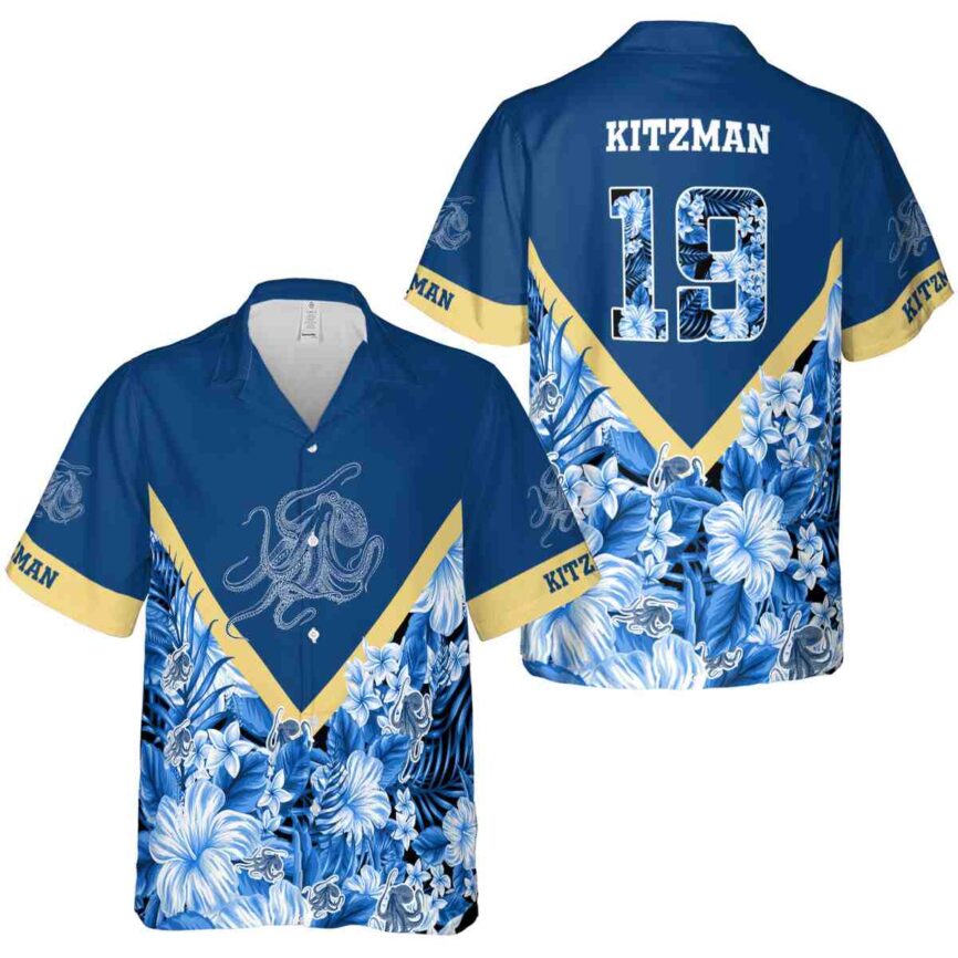Customized Octopus Bold Floral Number Hawaiian Shirt Premium grade