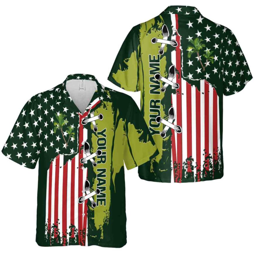 Customized Palm Tree Flag Stitches Hawaiian Shirt Premium grade