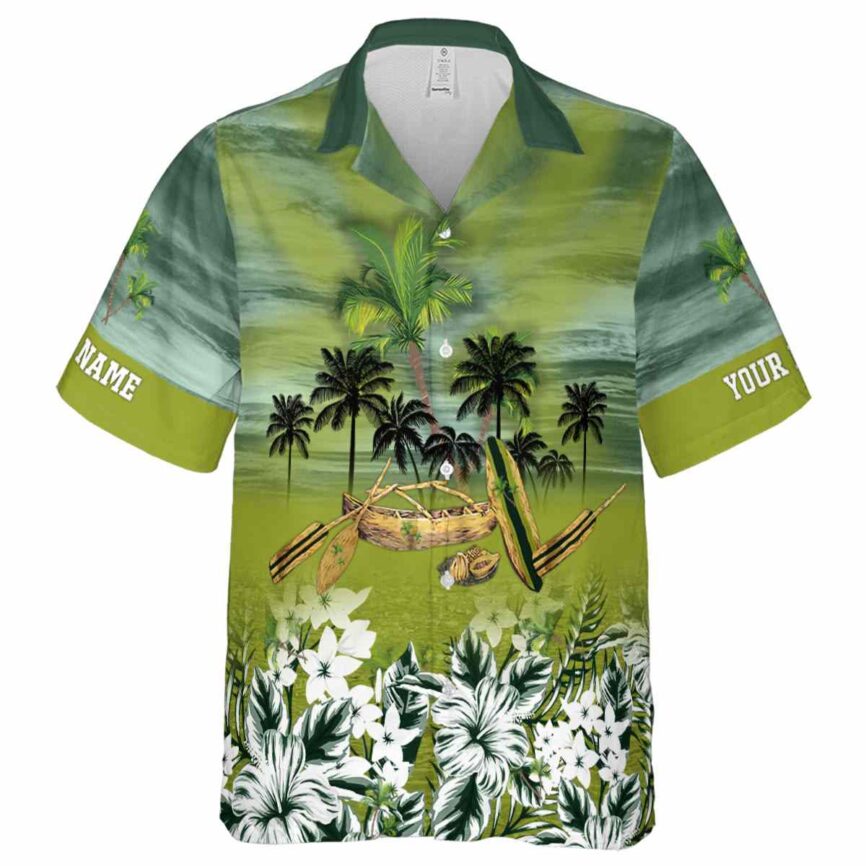 Customized Palm Tree Sunset Beach Canoe Hawaiian Shirt Fashion forward