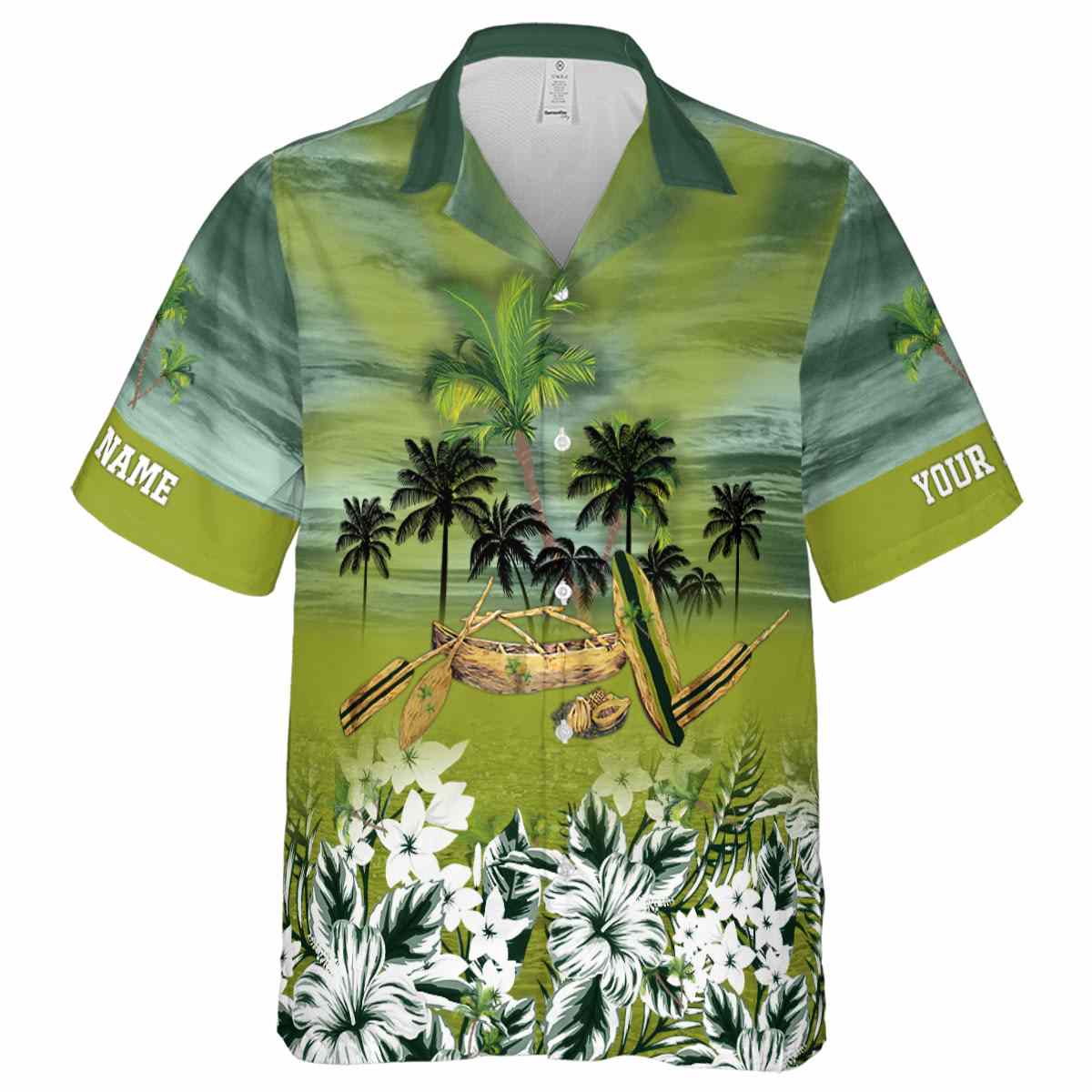 Customized Palm Tree Sunset Beach Canoe Hawaiian Shirt Fashion forward Customized Palm Tree Sunset Beach Canoe Hawaiian Shirt Fashion forward