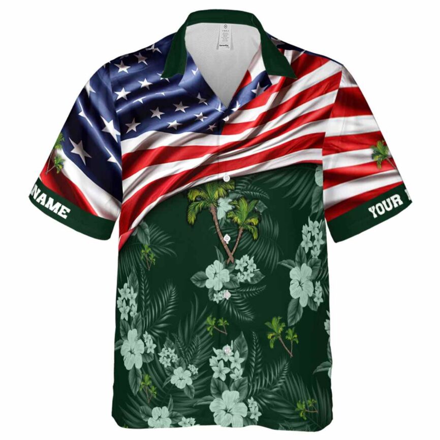 Customized Palm Tree US Flag Themed Hawaiian Shirt Fashion forward