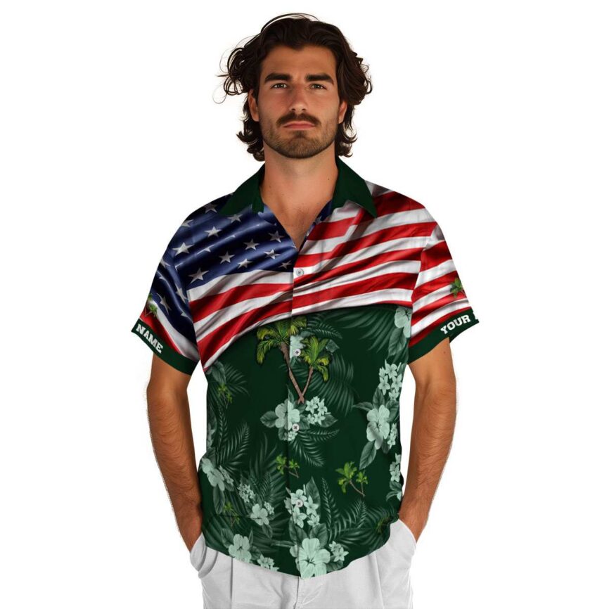 Customized Palm Tree US Flag Themed Hawaiian Shirt New Arrival