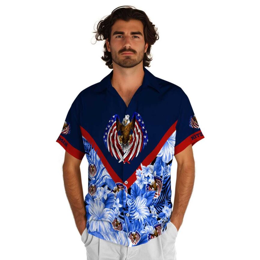 Customized Patriotic Bold Floral Number Hawaiian Shirt New Arrival