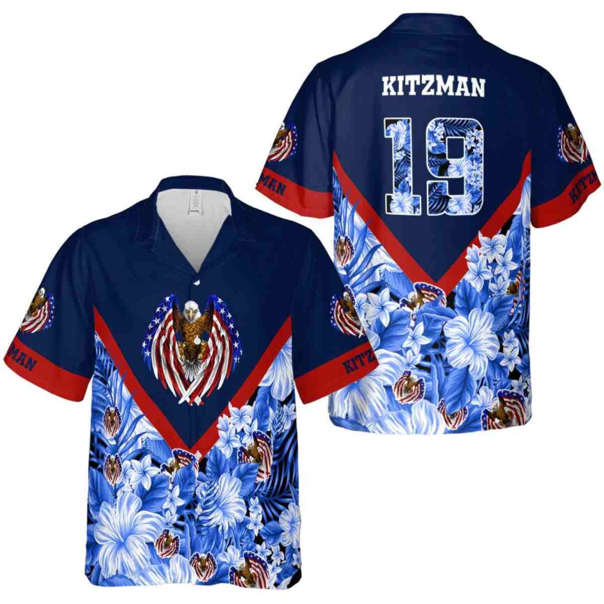 Customized Patriotic Bold Floral Number Hawaiian Shirt Premium grade