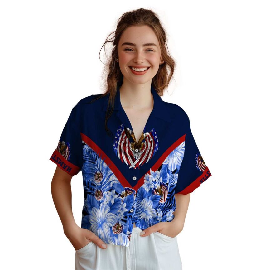 Customized Patriotic Bold Floral Number Hawaiian Shirt Top rated