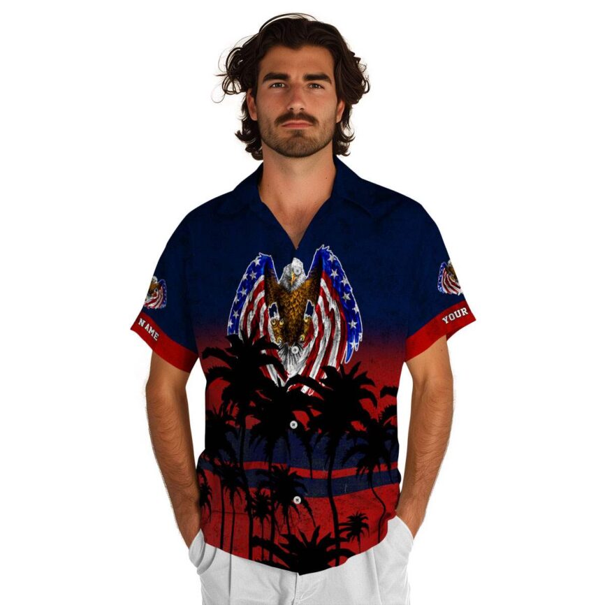 Customized Patriotic Sunset Gradient Hawaiian Shirt New Arrival