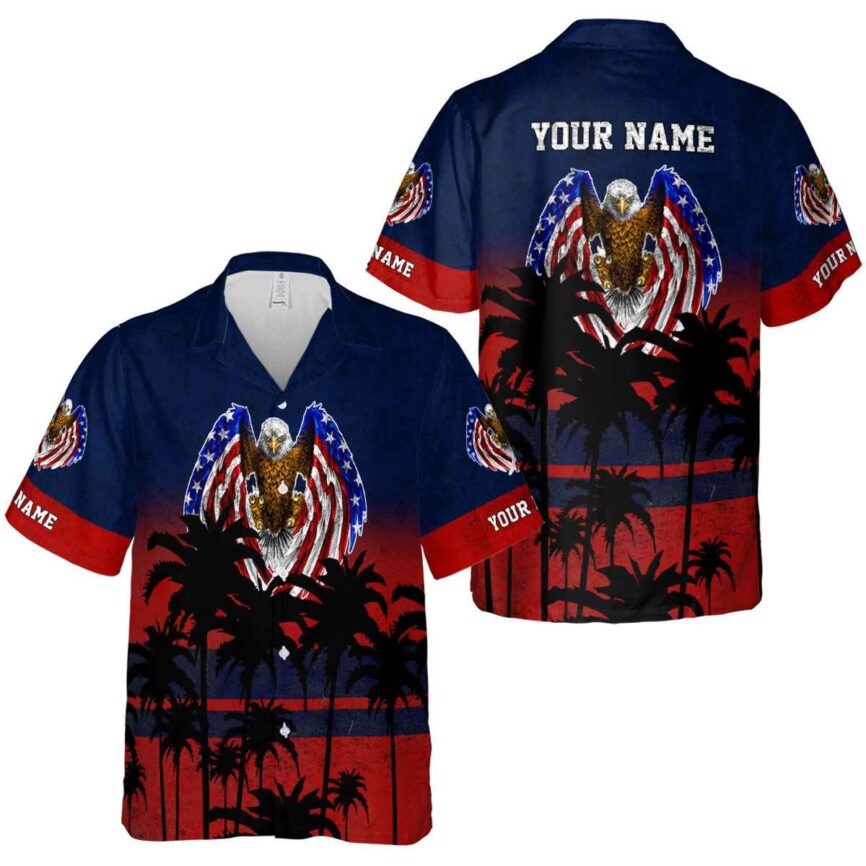 Customized Patriotic Sunset Gradient Hawaiian Shirt Premium grade