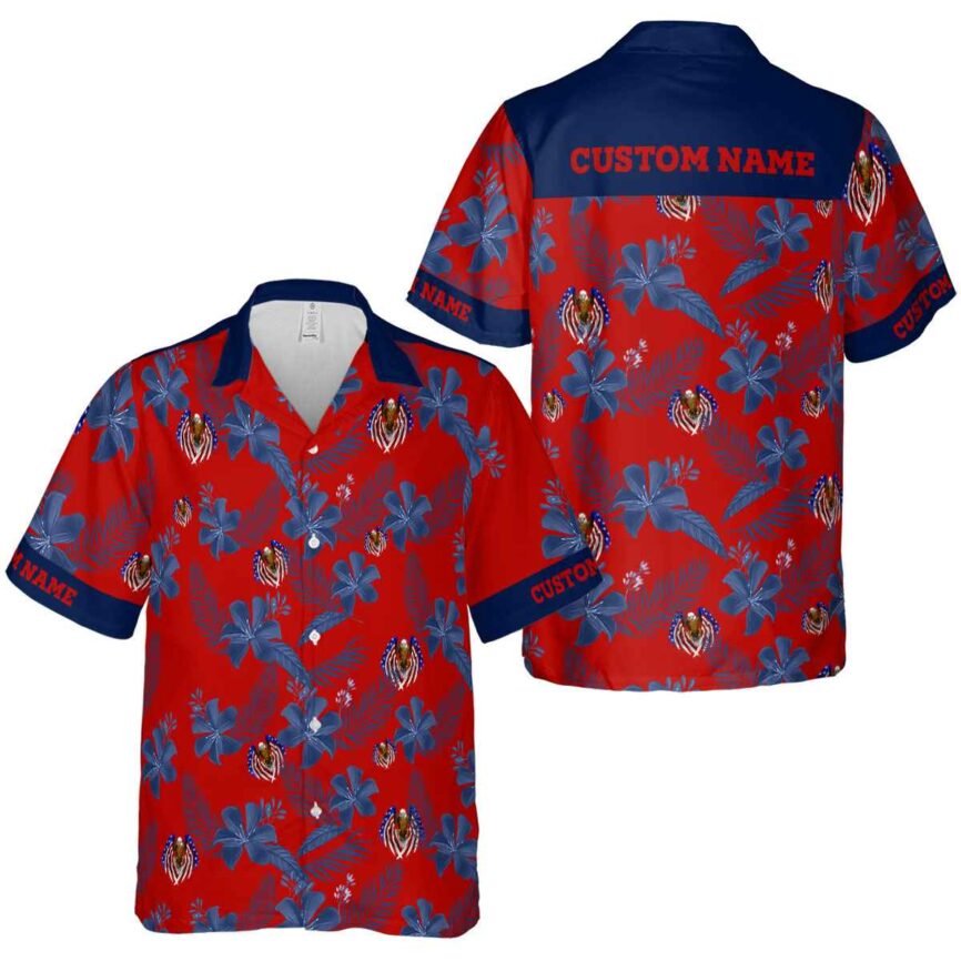 Customized Patriotic Tropical Flower Hawaiian Shirt Premium grade