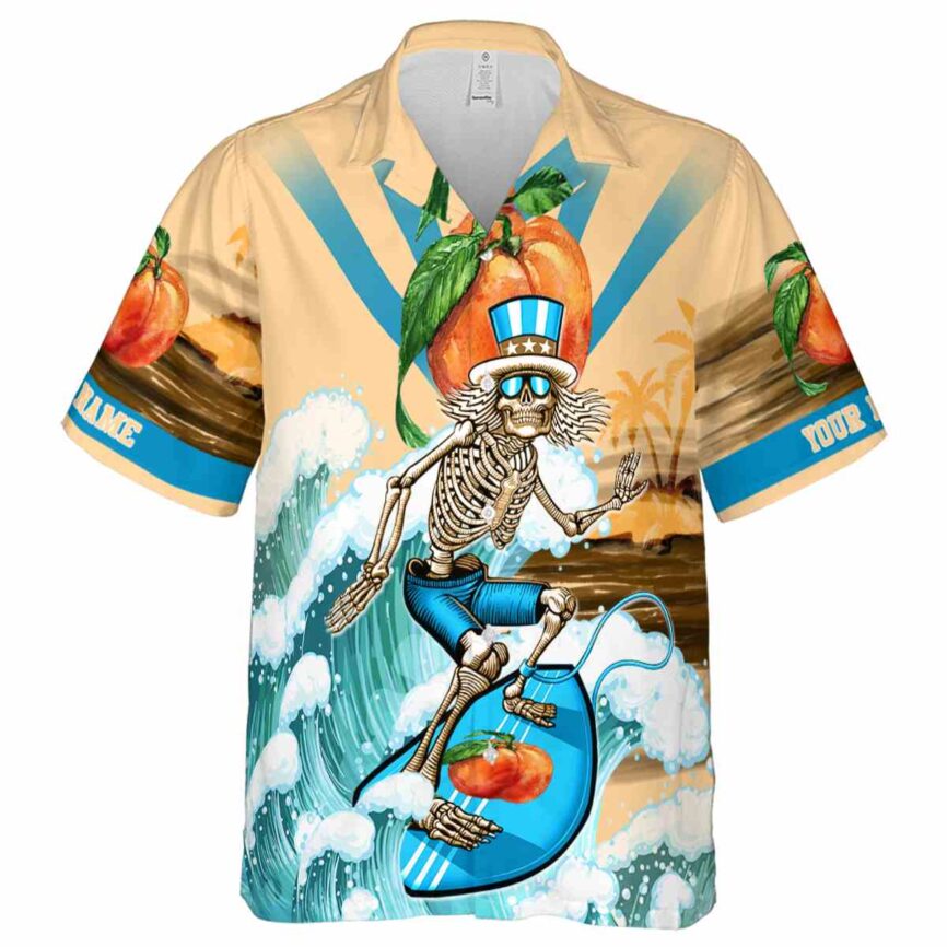 Customized Peach Grateful Dead Motif Hawaiian Shirt Fashion forward