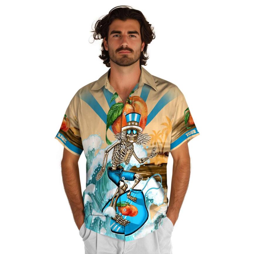 Customized Peach Grateful Dead Motif Hawaiian Shirt New Arrival