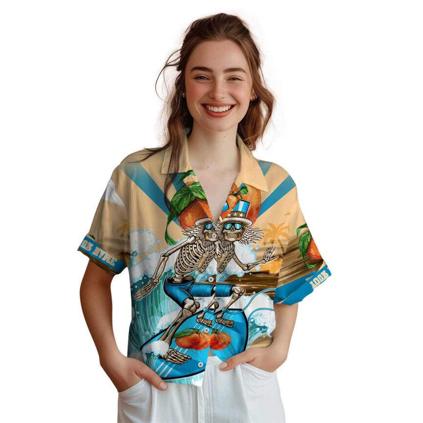 Customized Peach Grateful Dead Motif Hawaiian Shirt Top rated