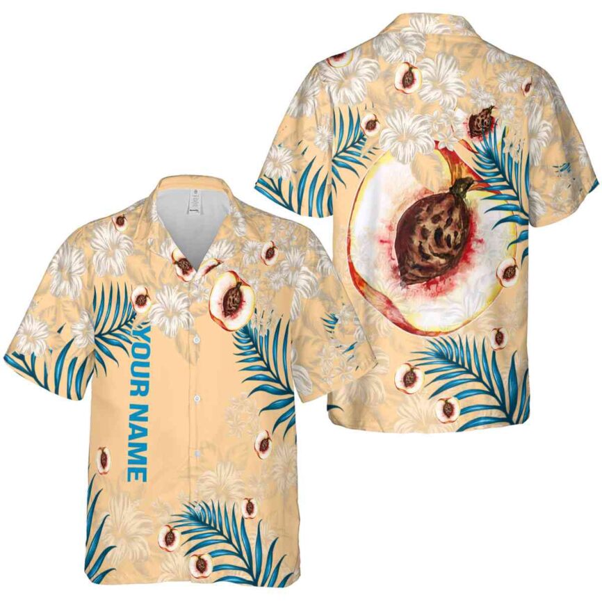 Customized Peach Hibiscus Pattern Hawaiian Shirt Premium grade