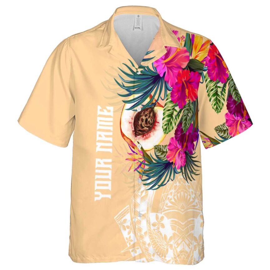 Customized Peach Polynesian Flowers Hawaiian Shirt Fashion forward