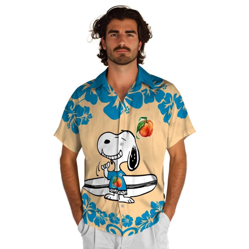Customized Peach Surfing Snoopy Hawaiian Shirt New Arrival