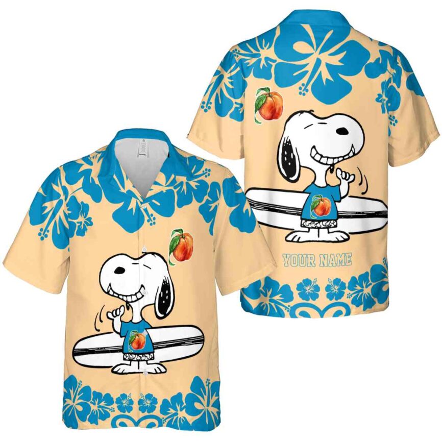 Customized Peach Surfing Snoopy Hawaiian Shirt Premium grade