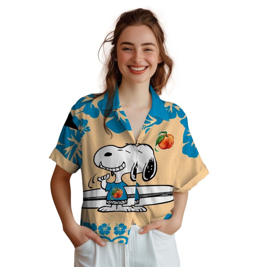 Customized Peach Surfing Snoopy Hawaiian Shirt Top rated