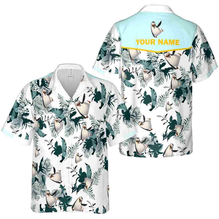 Customized Penguin Leafy Accents Hawaiian Shirt Premium grade