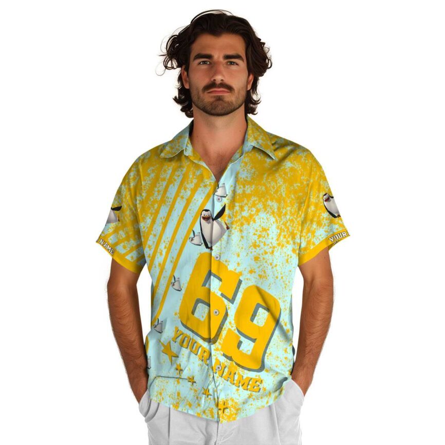 Customized Penguin Stripe Burst Hawaiian Shirt New Arrival