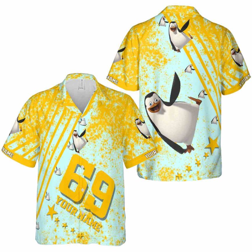 Customized Penguin Stripe Burst Hawaiian Shirt Premium grade
