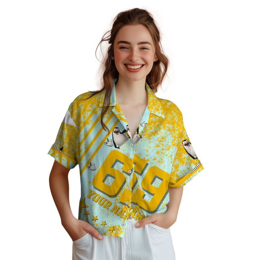 Customized Penguin Stripe Burst Hawaiian Shirt Top rated