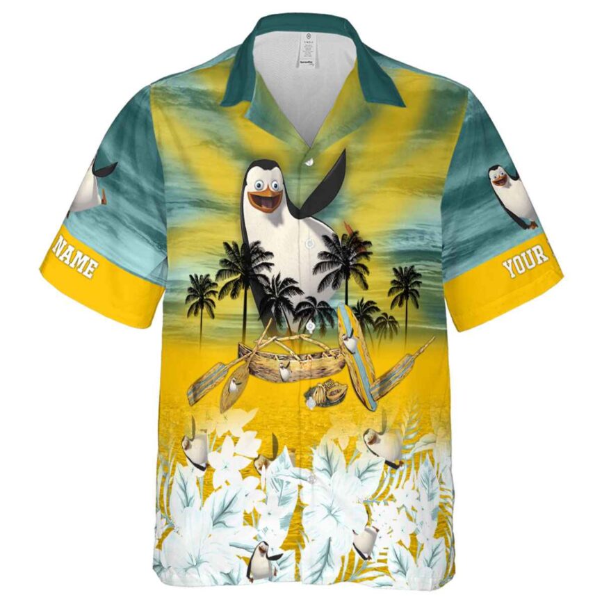 Customized Penguin Sunset Beach Canoe Hawaiian Shirt Fashion forward