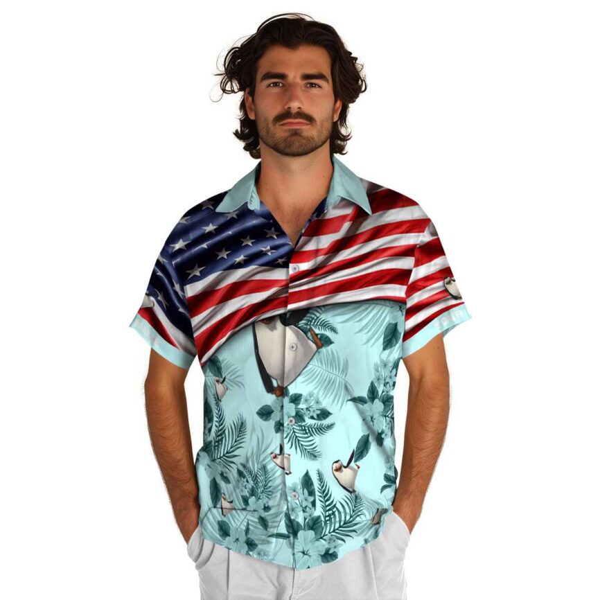 Customized Penguin US Flag Themed Hawaiian Shirt New Arrival