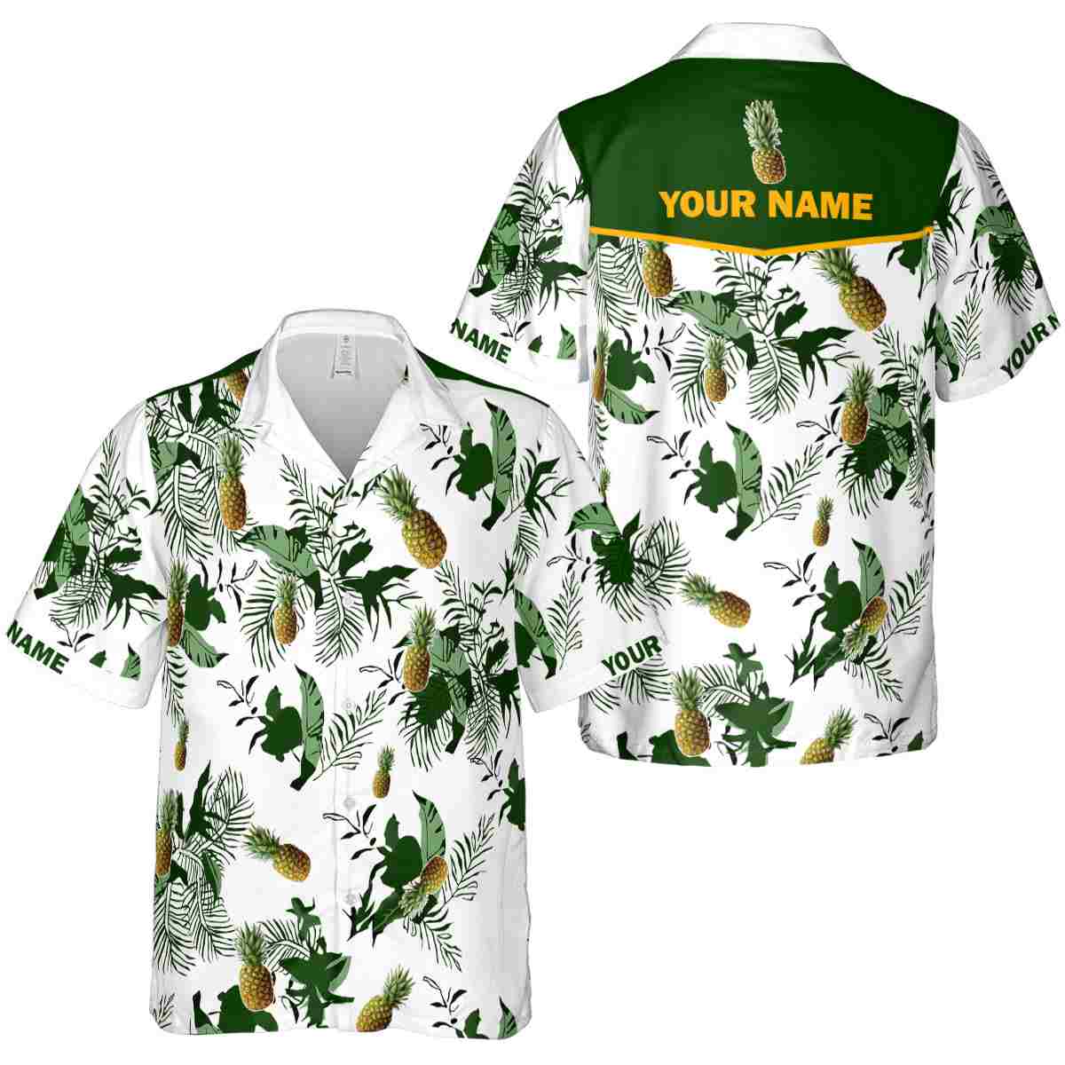 Customized Pineapple Leafy Accents Hawaiian Shirt Premium grade Customized Pineapple Leafy Accents Hawaiian Shirt Premium grade