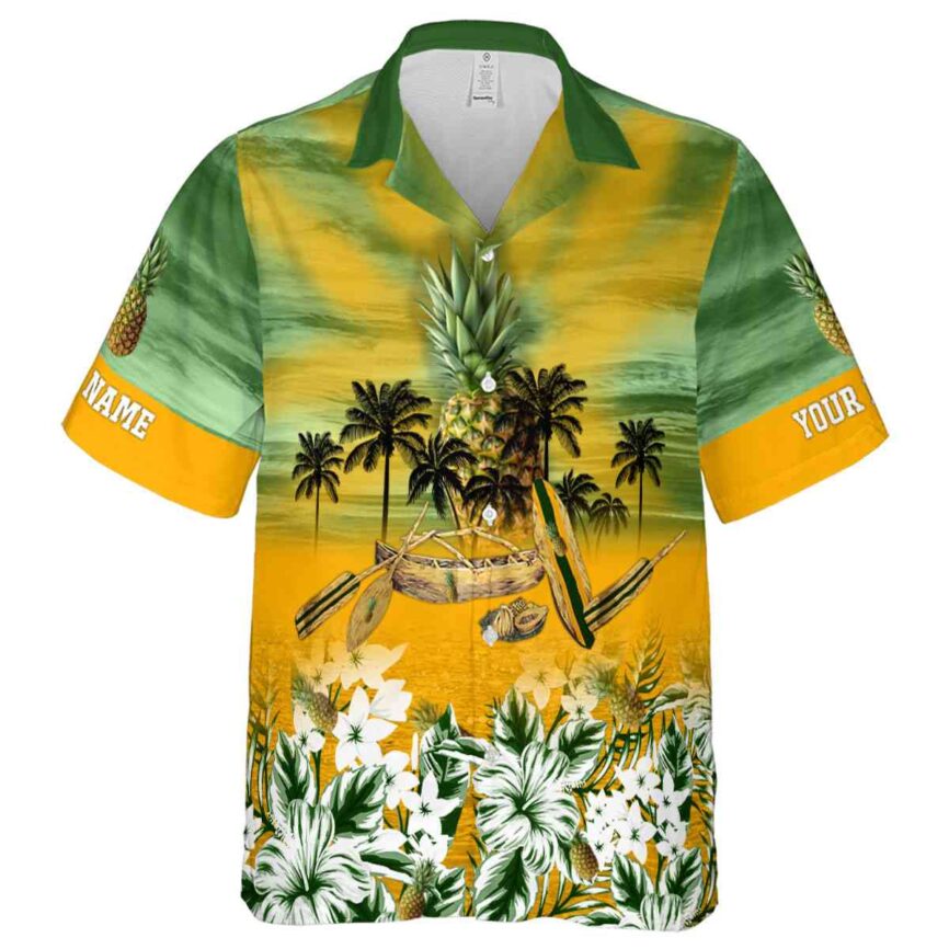 Customized Pineapple Sunset Beach Canoe Hawaiian Shirt Fashion forward