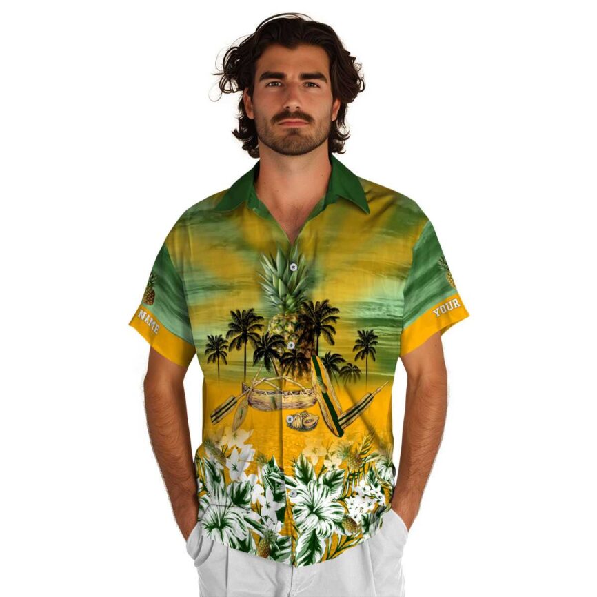 Customized Pineapple Sunset Beach Canoe Hawaiian Shirt New Arrival