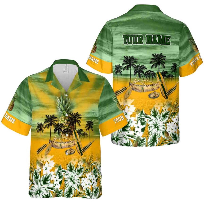 Customized Pineapple Sunset Beach Canoe Hawaiian Shirt Premium grade