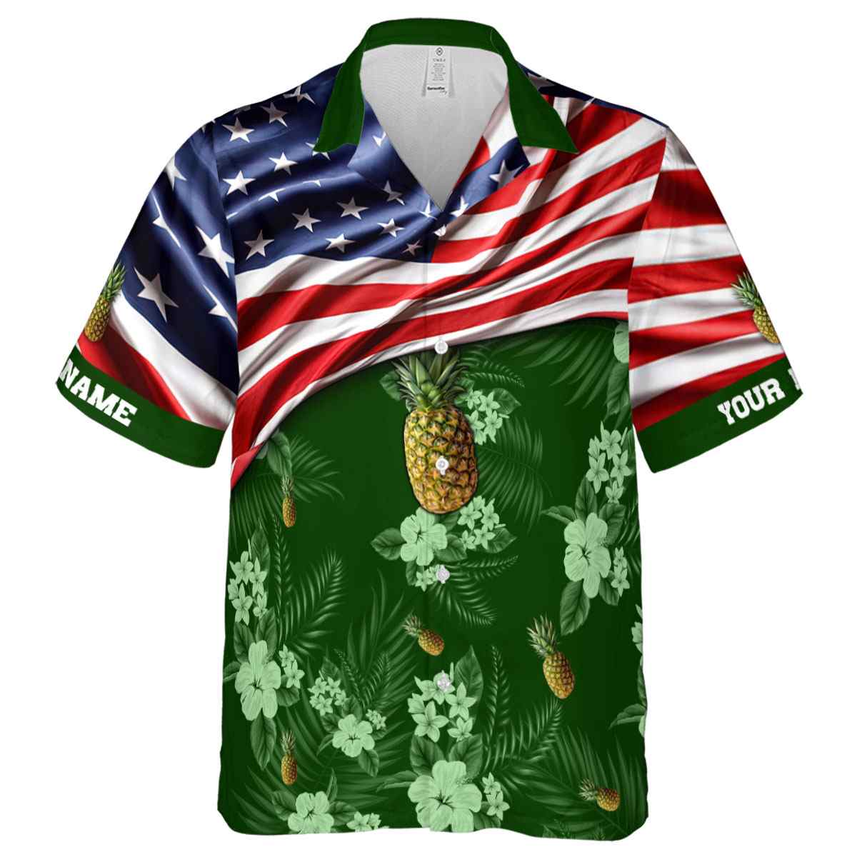 Customized Pineapple US Flag Themed Hawaiian Shirt Fashion forward Customized Pineapple US Flag Themed Hawaiian Shirt Fashion forward
